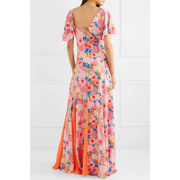 STAUD BAYA DRESS ABSTRACT PEACH BLOSSOM DRESS - Picture 4 of 13